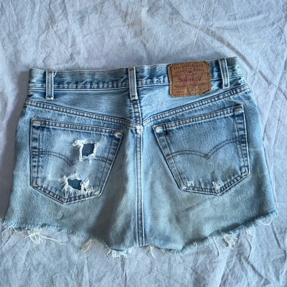 Levi's Women's Distressed Light Blue Jean Shorts- authentic vintage